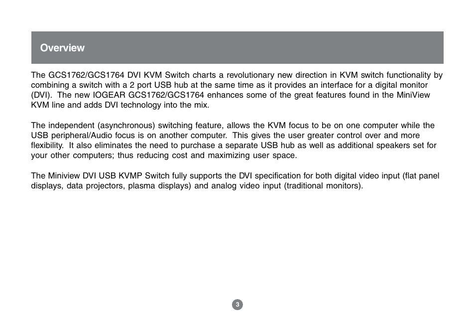 Overview | IOGear MINIVIEW GCS1762 User Manual | Page 6 / 46