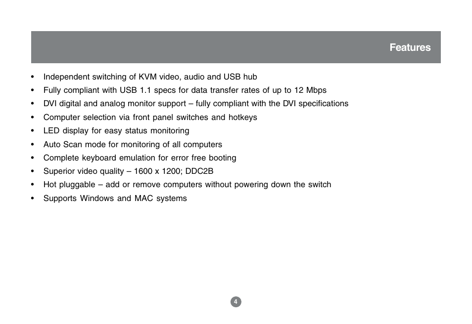 Features | IOGear MINIVIEW GCS1762 User Manual | Page 7 / 46