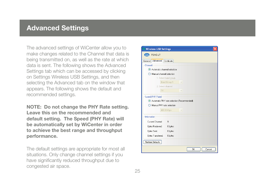 Advanced settings | IOGear Wireless USB Hub and Adapter Kit GUWH204KIT User Manual | Page 25 / 40