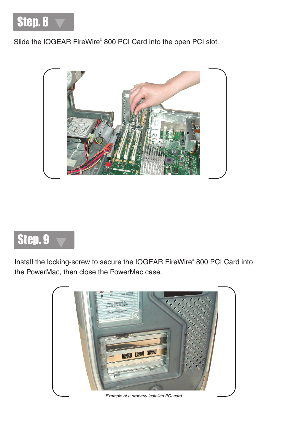 Step. 8, Step. 9 | IOGear FireWire 800 GIC3800 User Manual | Page 6 / 8