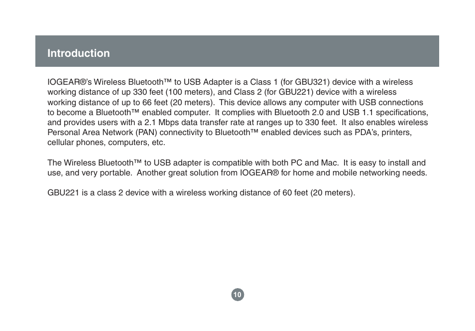 Introduction | IOGear GBU221/321 User Manual | Page 10 / 60