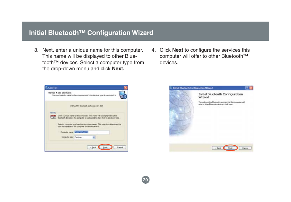 Initial bluetooth™ confi guration wizard | IOGear GBU221/321 User Manual | Page 20 / 60