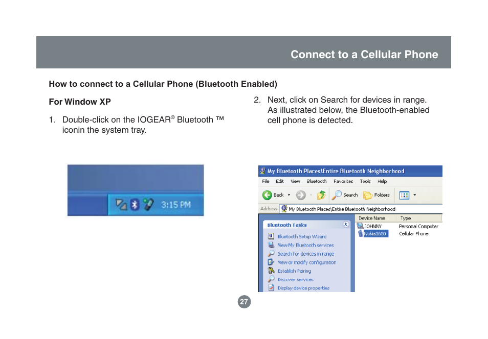 Connect to a cellular phone | IOGear GBU221/321 User Manual | Page 27 / 60