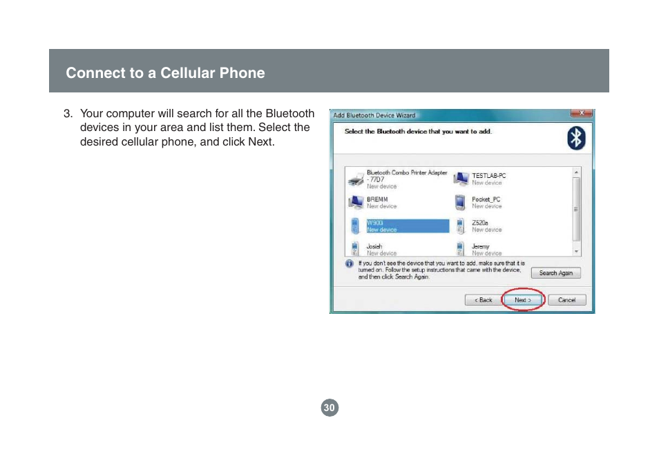 Connect to a cellular phone | IOGear GBU221/321 User Manual | Page 30 / 60