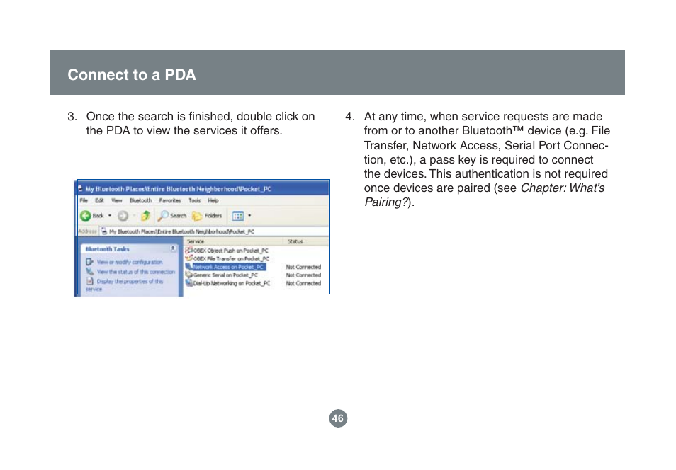 Connect to a pda | IOGear GBU221/321 User Manual | Page 46 / 60