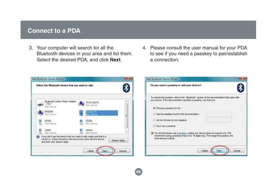 Connect to a pda | IOGear GBU221/321 User Manual | Page 48 / 60