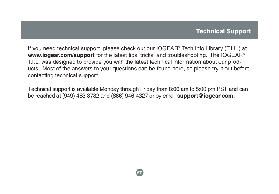 Technical support | IOGear GBU221/321 User Manual | Page 57 / 60