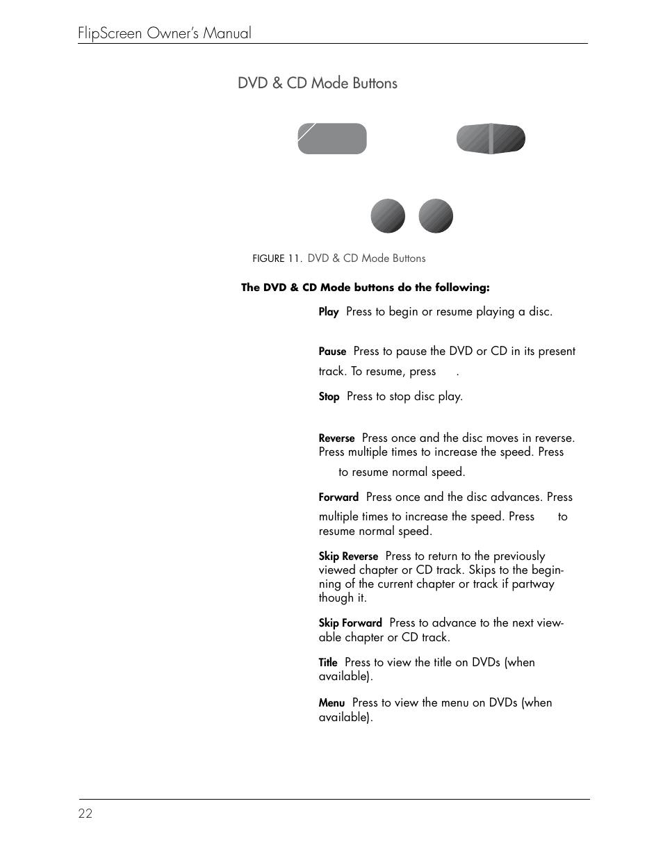 Flipscreen owner’s manual, Dvd & cd mode buttons | iCEBOX iBOX flipscreen User Manual | Page 28 / 72