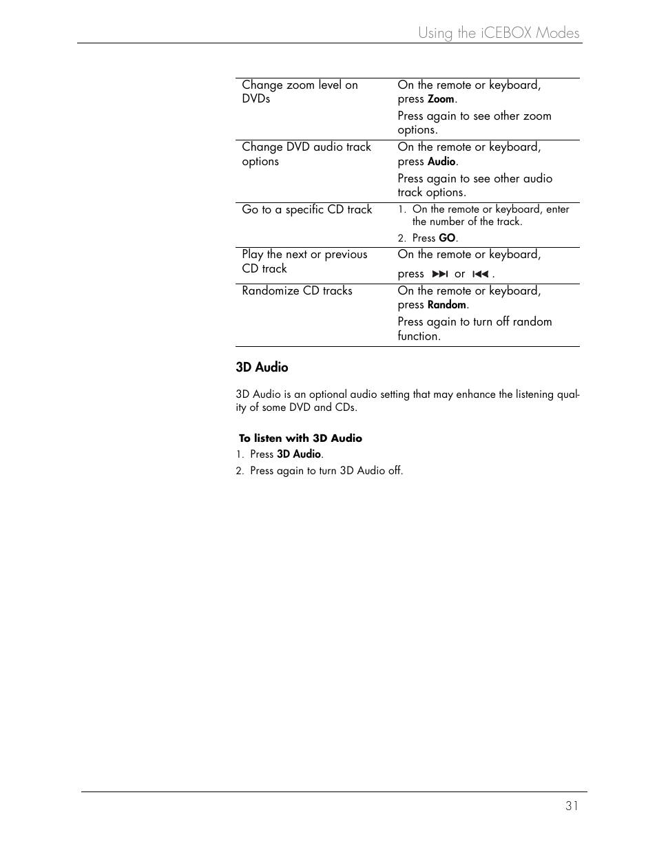Using the icebox modes | iCEBOX iBOX flipscreen User Manual | Page 37 / 72