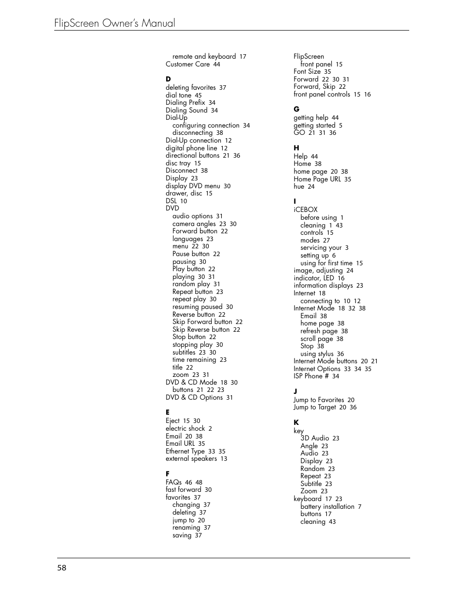 Flipscreen owner’s manual | iCEBOX iBOX flipscreen User Manual | Page 64 / 72