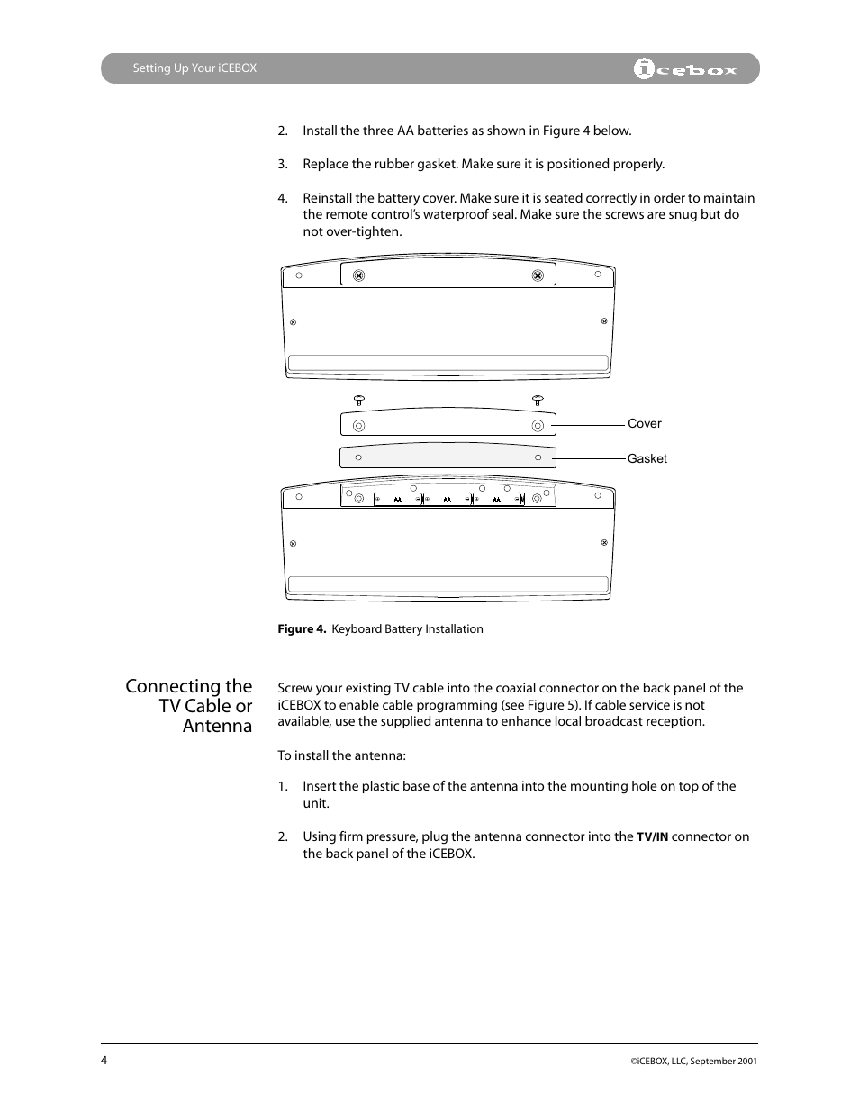 Connecting the tv cable or antenna | iCEBOX pmn User Manual | Page 13 / 49