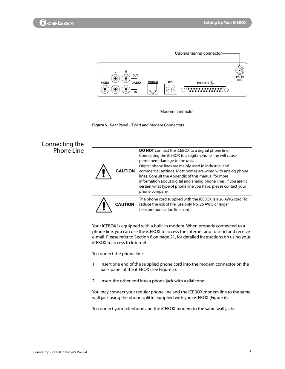 Connecting the phone line | iCEBOX pmn User Manual | Page 14 / 49