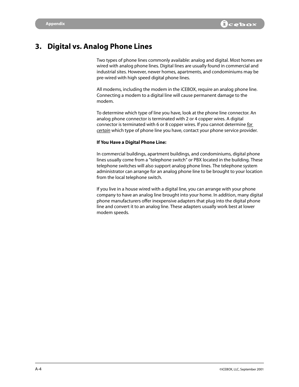 Digital vs. analog phone lines | iCEBOX pmn User Manual | Page 47 / 49