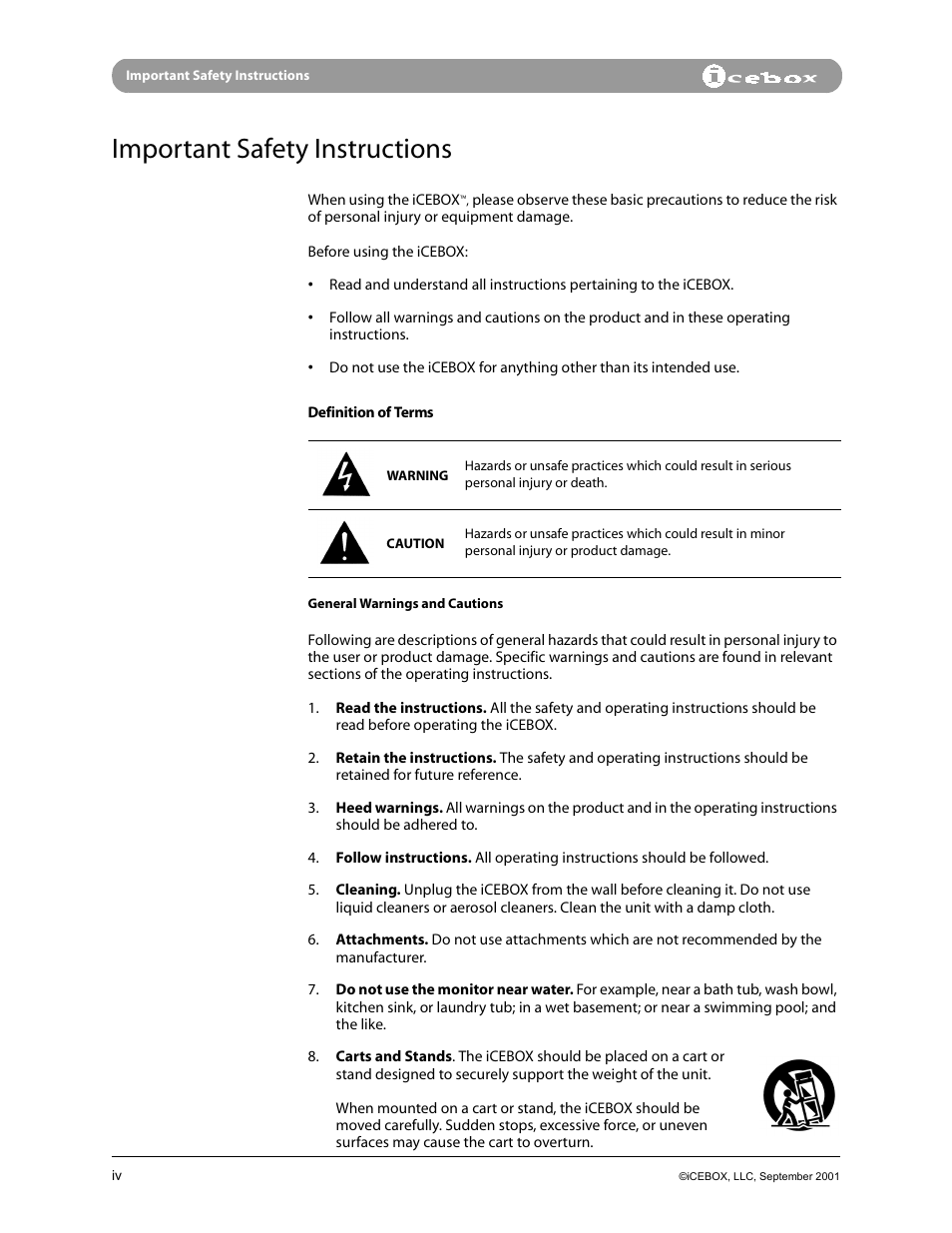 Important safety instructions | iCEBOX pmn User Manual | Page 6 / 49