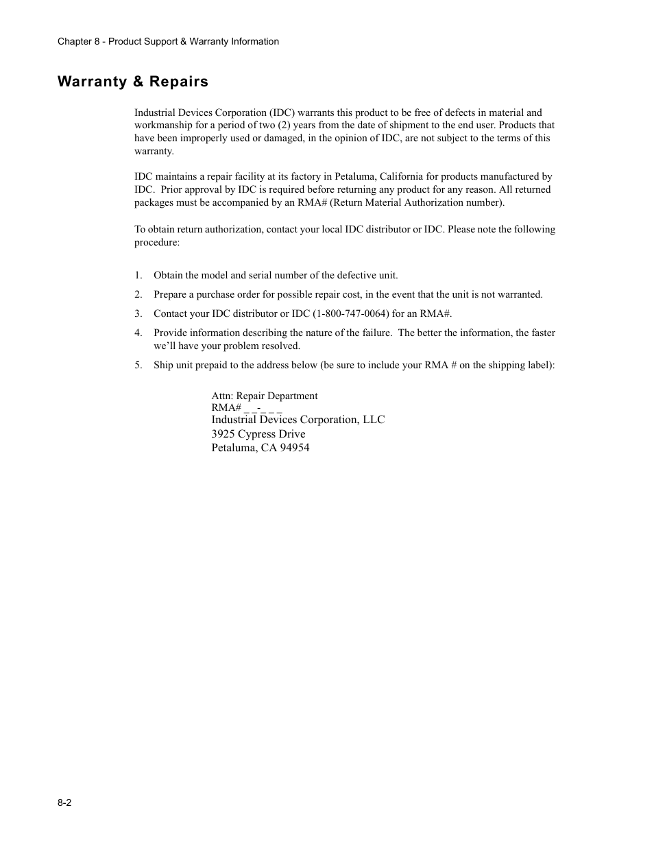 Warranty & repairs | Impulse PCW-5181 User Manual | Page 96 / 120