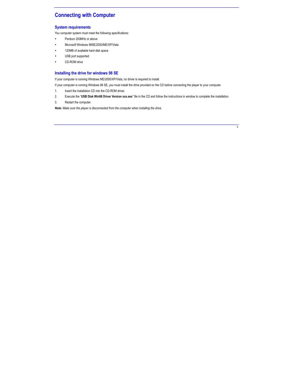 Connecting with computer | Igloo MPK2066UKAB User Manual | Page 9 / 36
