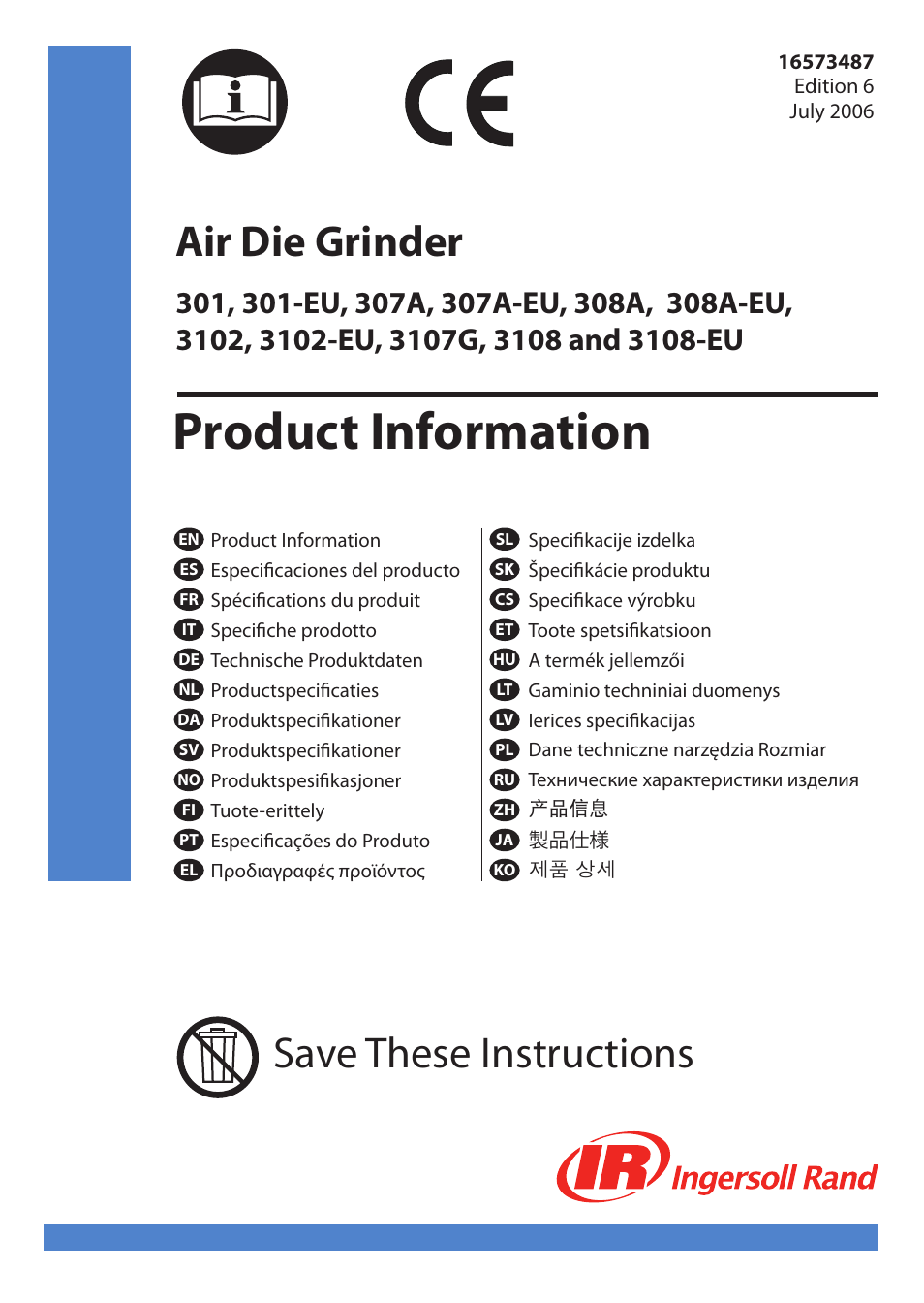 Ingersoll-Rand 301 User Manual | 56 pages
