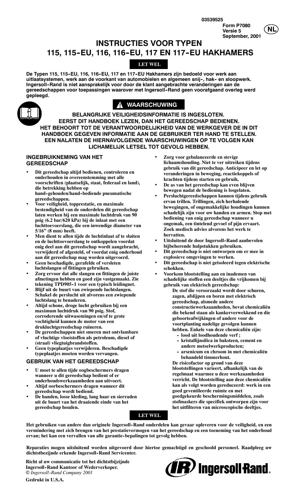 Ingersoll-Rand 115--EU User Manual | Page 21 / 27