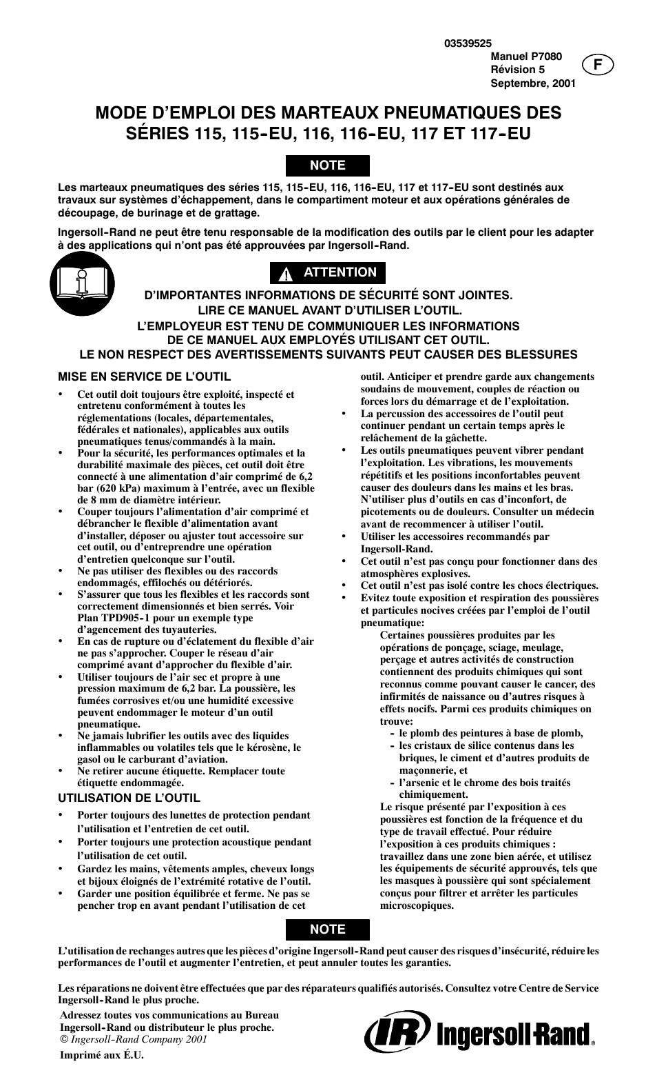Ingersoll-Rand 115--EU User Manual | Page 5 / 27