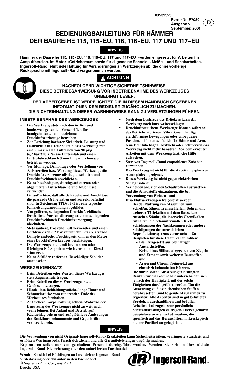 Ingersoll-Rand 115--EU User Manual | Page 9 / 27