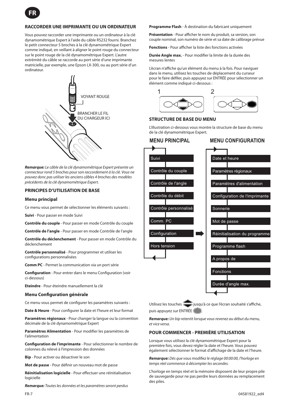 Menu principal menu configuration | Ingersoll-Rand ETW-E75 User Manual | Page 34 / 92