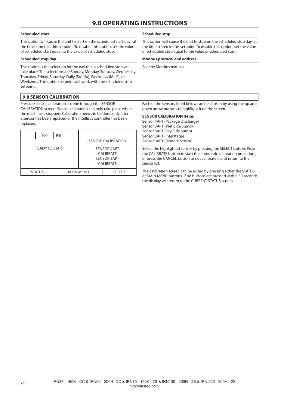 0 operating instructions | Ingersoll-Rand NIRVANA IRN75-160K-2S User Manual | Page 76 / 100