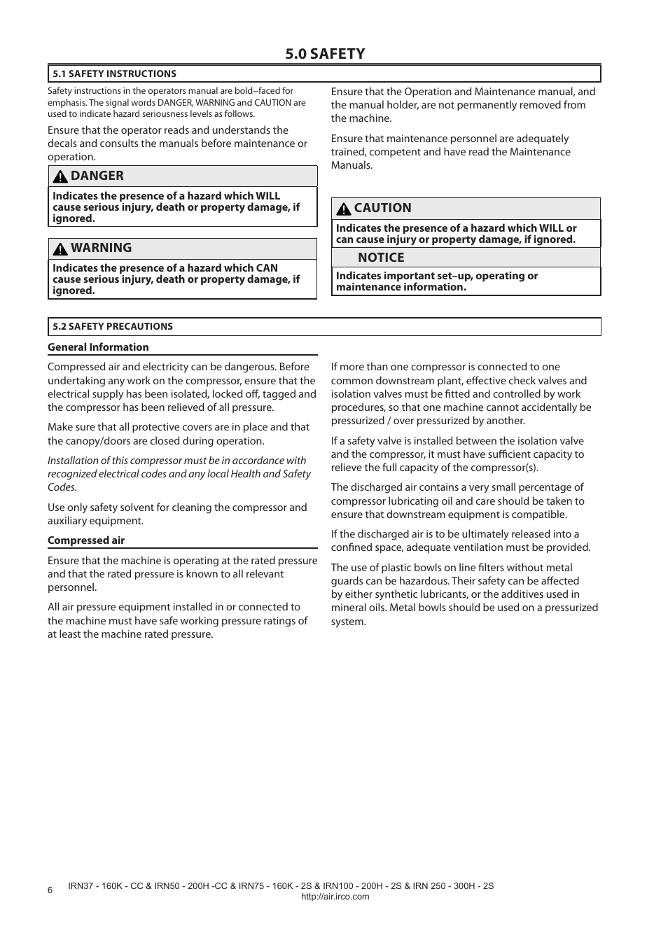 0 safety | Ingersoll-Rand NIRVANA IRN75-160K-2S User Manual | Page 8 / 100