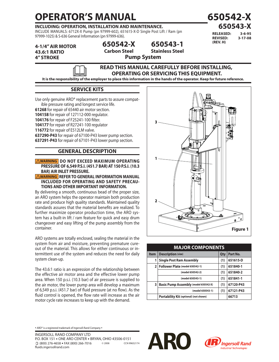 Ingersoll-Rand ARO 650542-1 User Manual | 4 pages