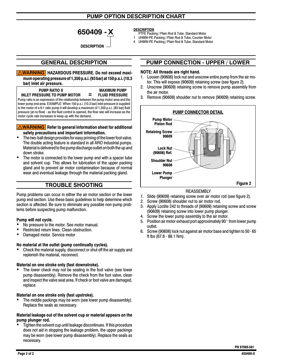 Ingersoll-Rand TWO BALL PUMP SERIES 650409-X User Manual | Page 2 / 2