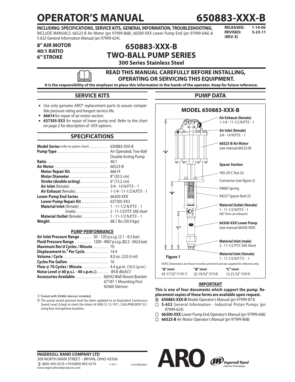 Ingersoll-Rand 650883-XXX-B User Manual | 2 pages