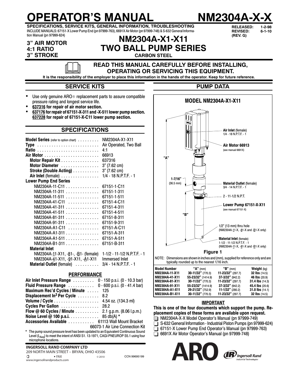 Ingersoll-Rand NM2304A-X-X User Manual | 2 pages