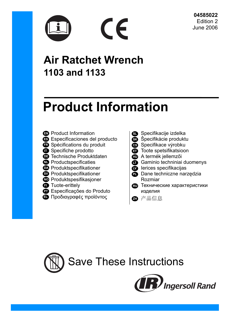 Ingersoll-Rand 1103 User Manual | 52 pages