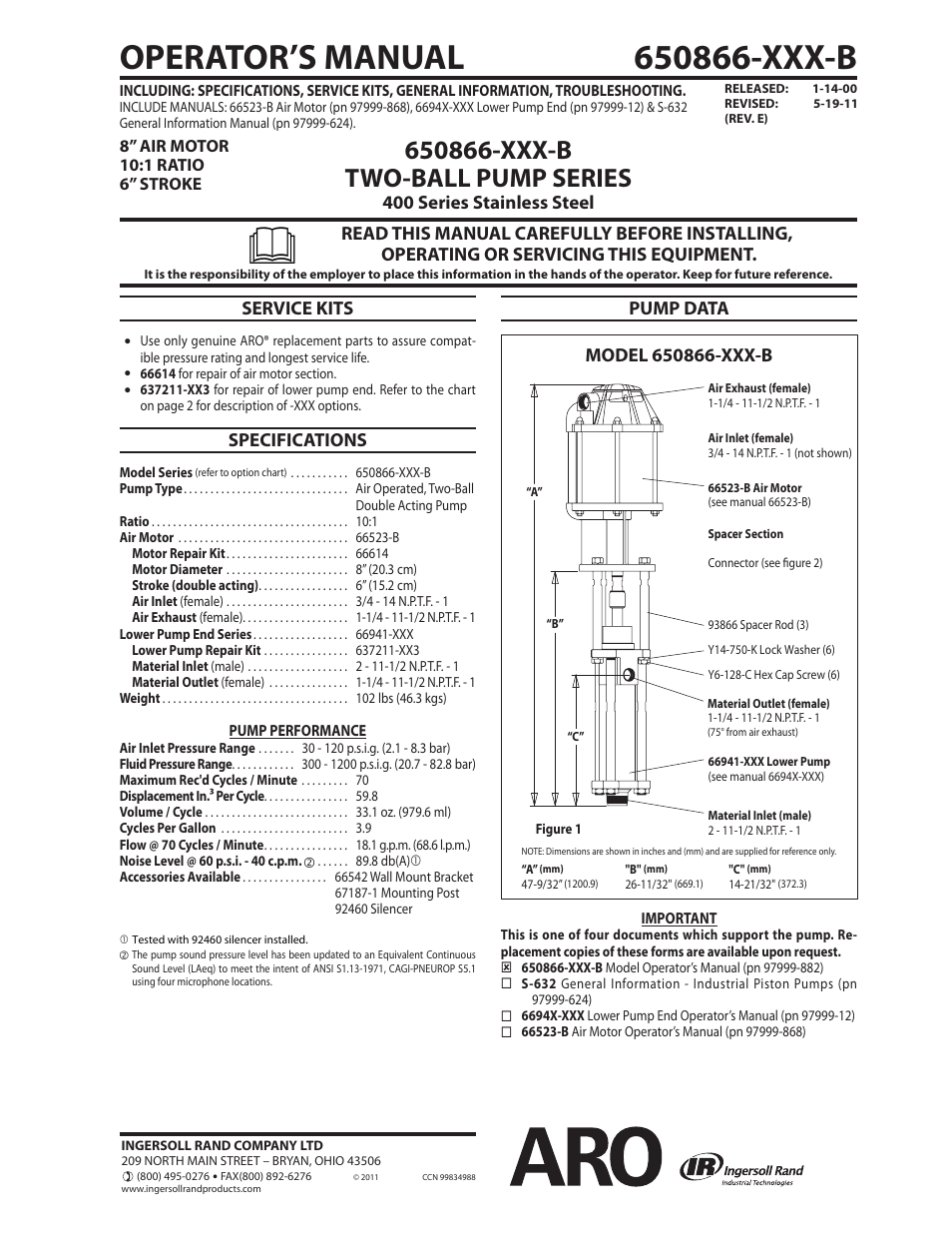 Ingersoll-Rand 650866-XXX-B User Manual | 2 pages