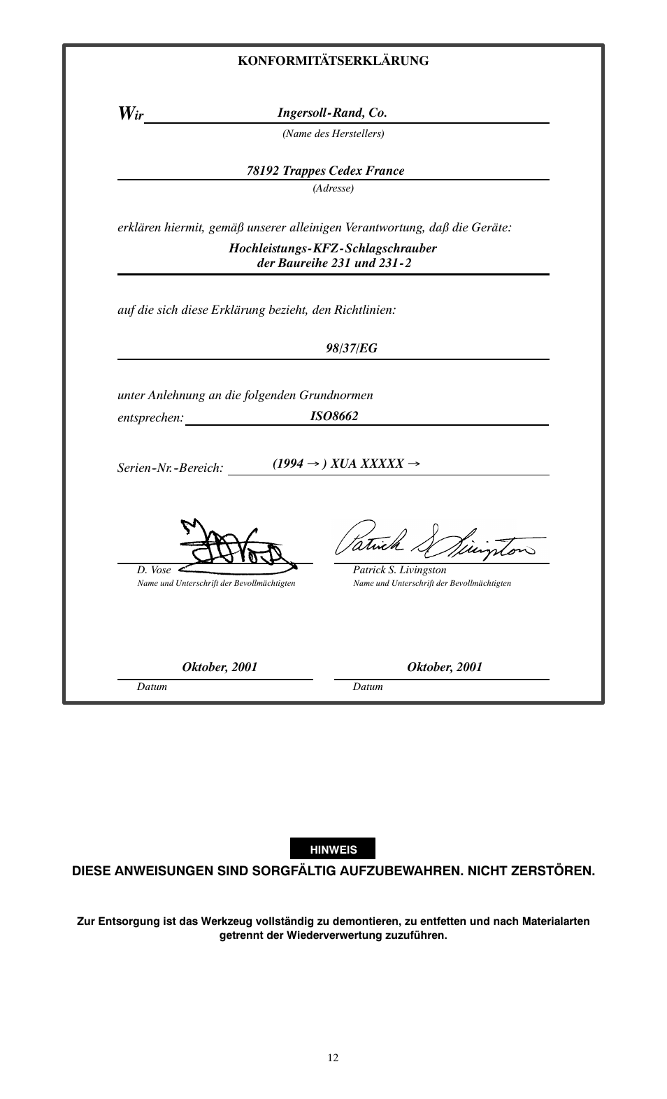 Ingersoll-Rand 231 User Manual | Page 12 / 28