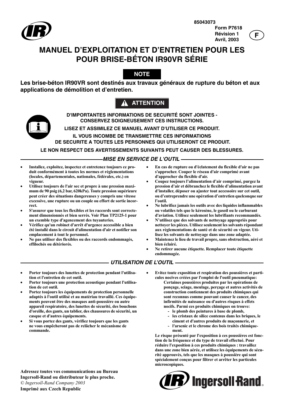 Ingersoll-Rand IR90VR User Manual | Page 5 / 24