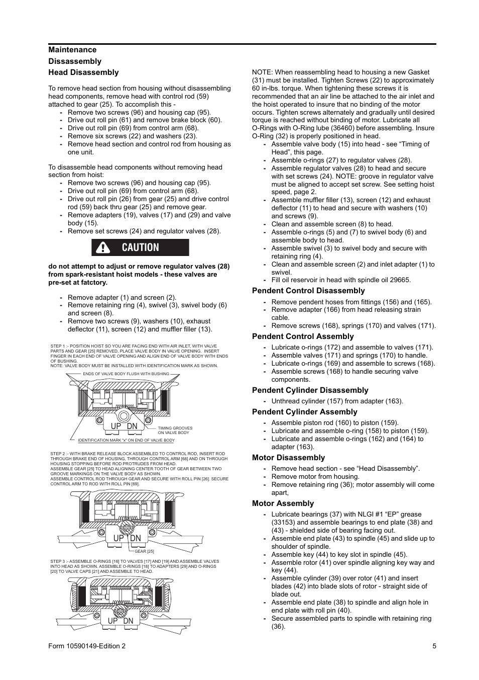 Maintenance, Dissassembly, Caution | Up dn | Ingersoll-Rand 7792-A User Manual | Page 5 / 16