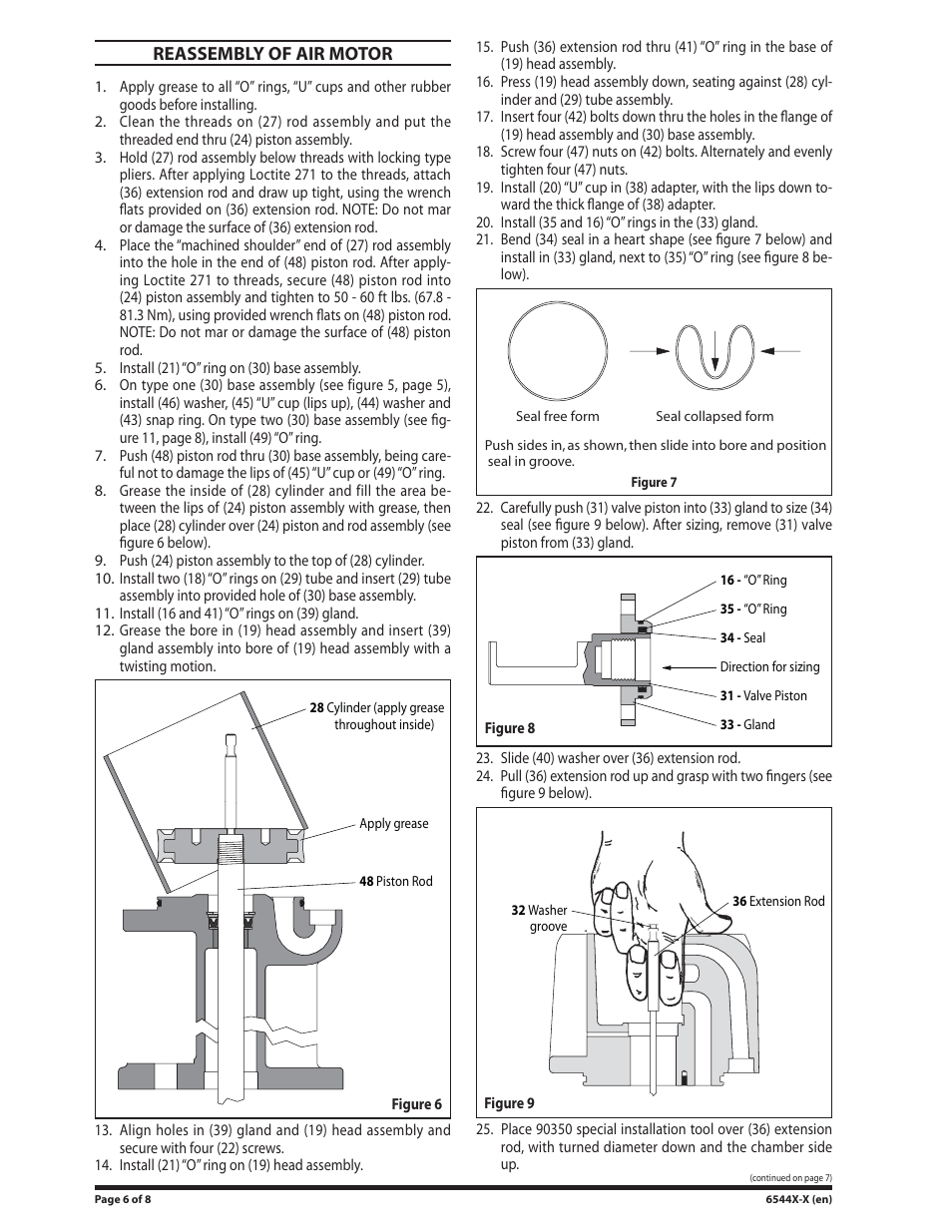 Reassembly of air motor | Ingersoll-Rand 6544X-X User Manual | Page 6 / 8