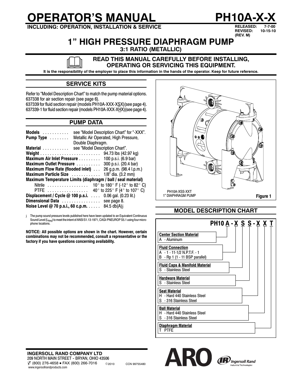 Ingersoll-Rand ARO PH10A-X-X User Manual | 8 pages