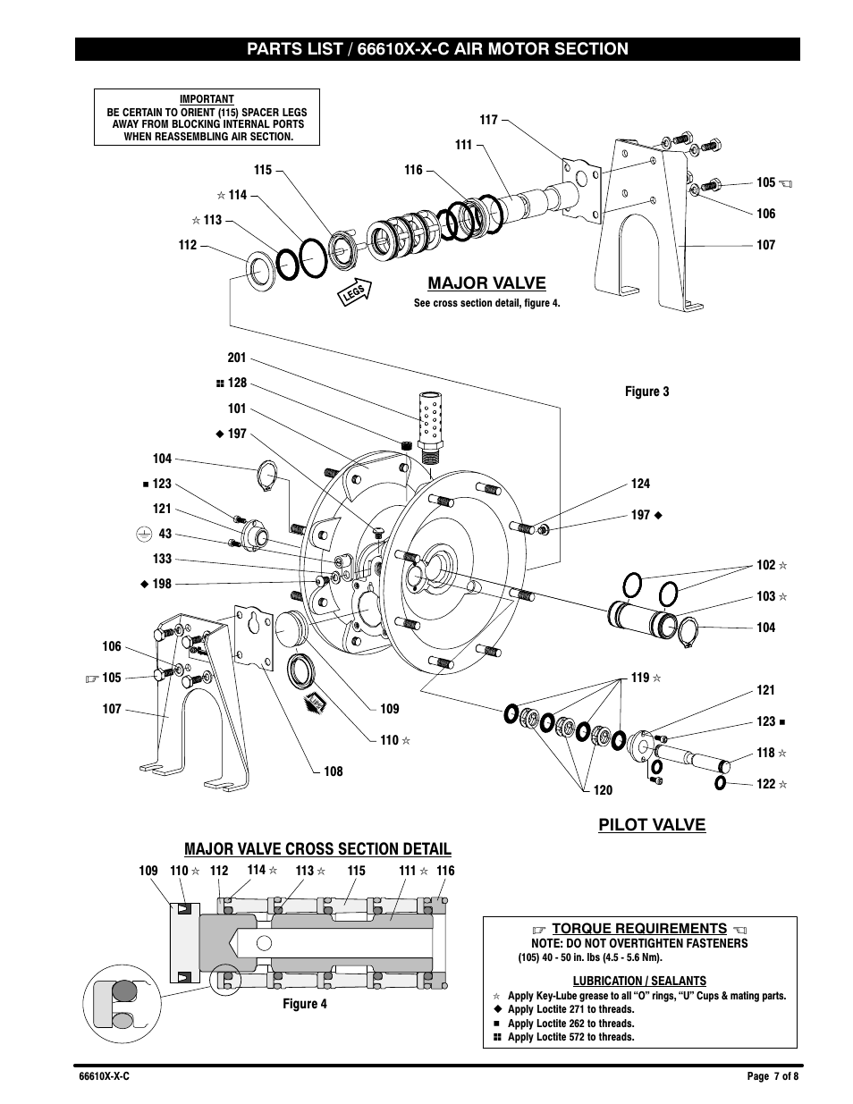 Air motor section parts list view, Pilot valve | Ingersoll-Rand Diaphragm Pump 66610X-X-C User Manual | Page 7 / 8