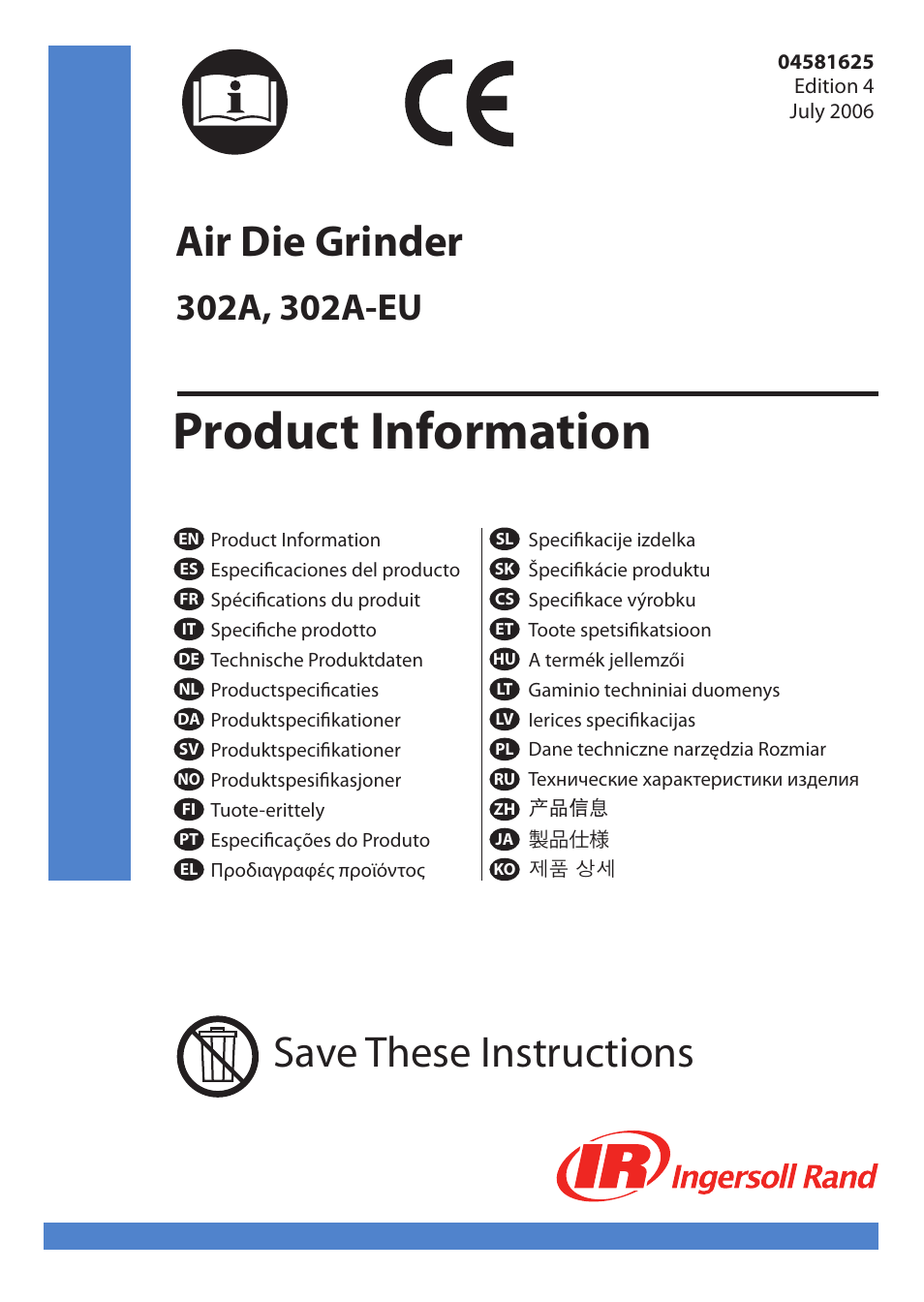Ingersoll-Rand 302A-EU User Manual | 32 pages