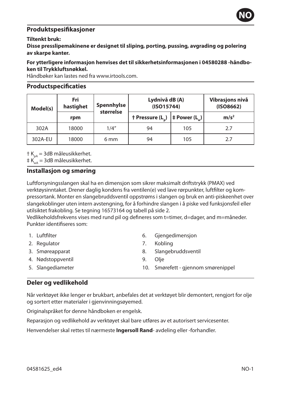 Ingersoll-Rand 302A-EU User Manual | Page 11 / 32