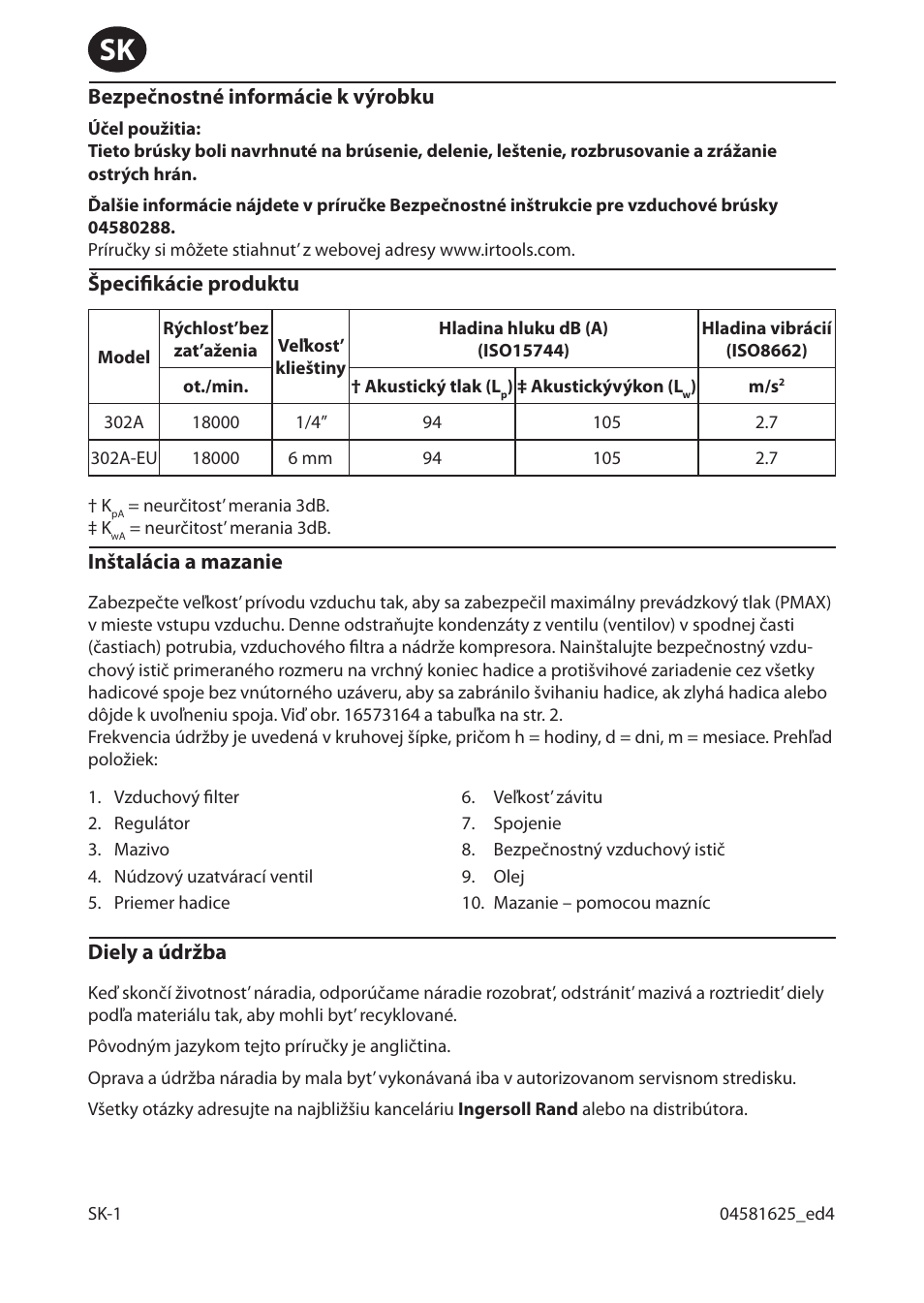 Ingersoll-Rand 302A-EU User Manual | Page 16 / 32