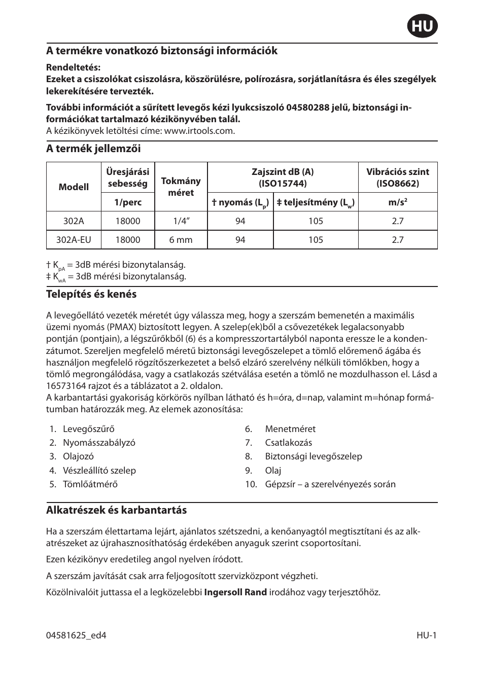 Ingersoll-Rand 302A-EU User Manual | Page 19 / 32