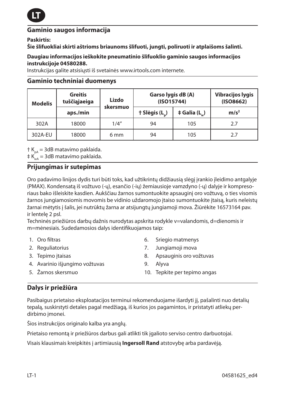 Ingersoll-Rand 302A-EU User Manual | Page 20 / 32
