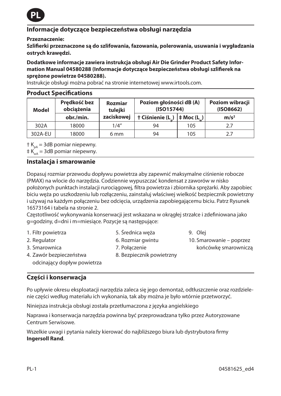 Ingersoll-Rand 302A-EU User Manual | Page 22 / 32