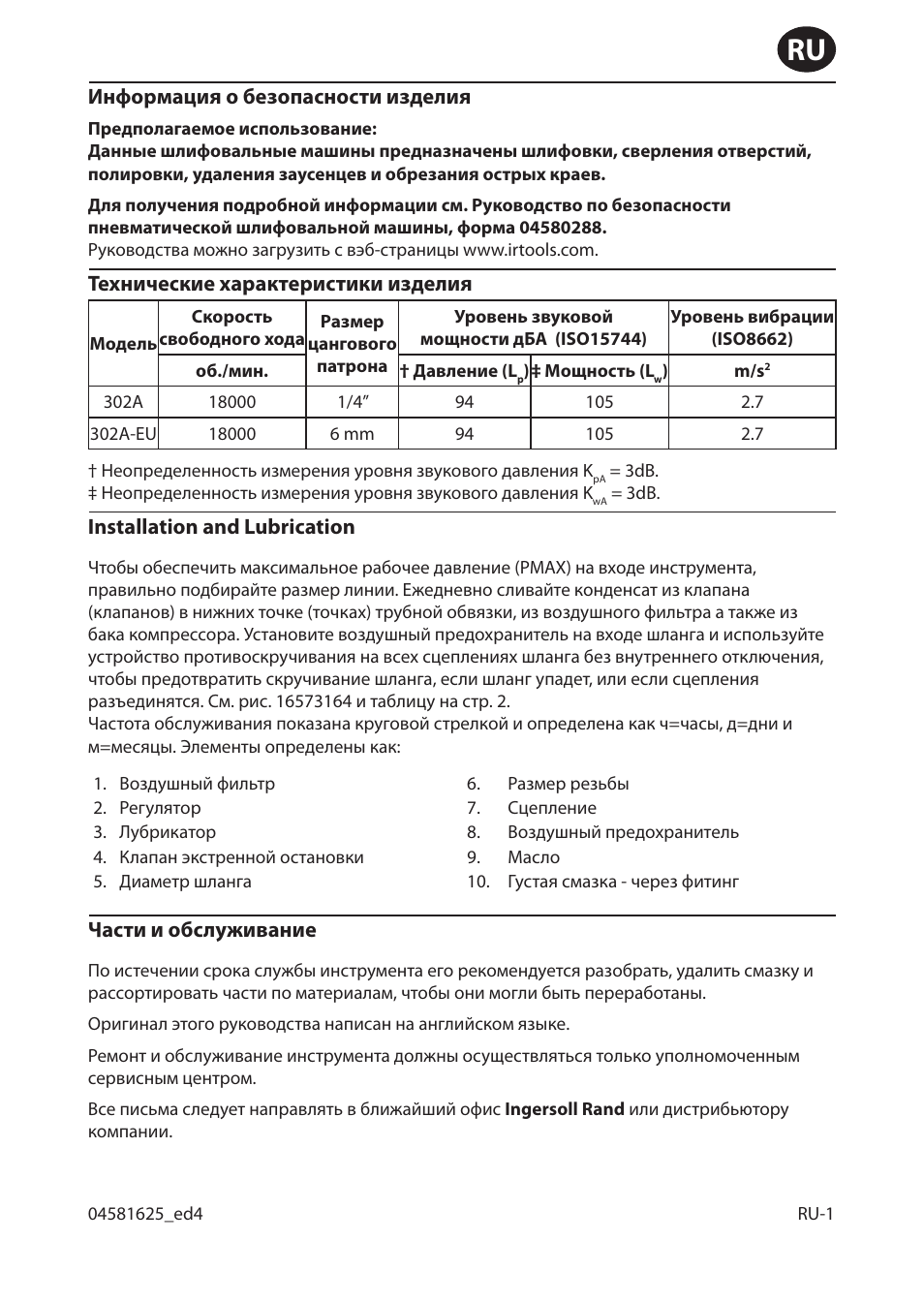Ingersoll-Rand 302A-EU User Manual | Page 23 / 32