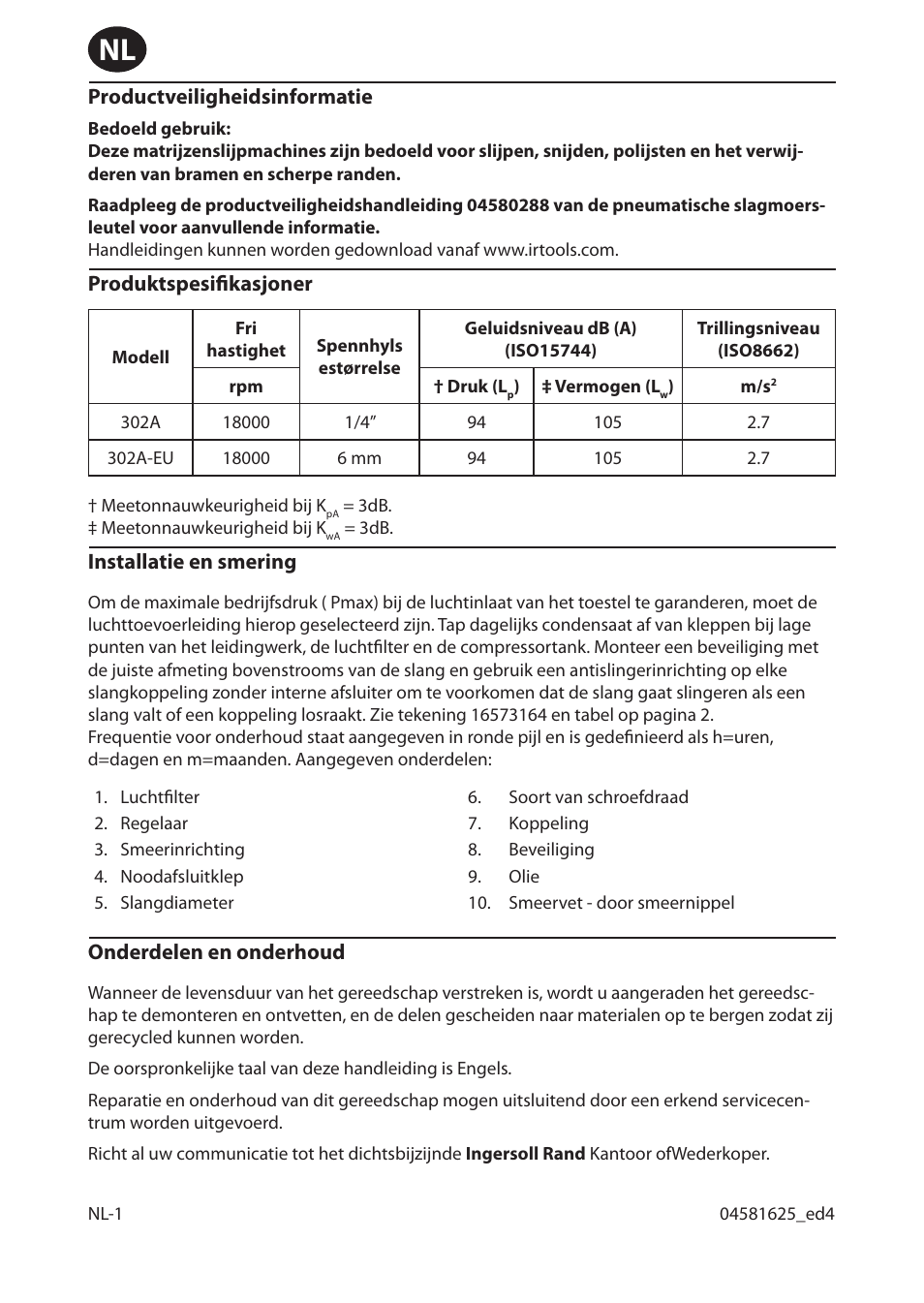 Ingersoll-Rand 302A-EU User Manual | Page 8 / 32