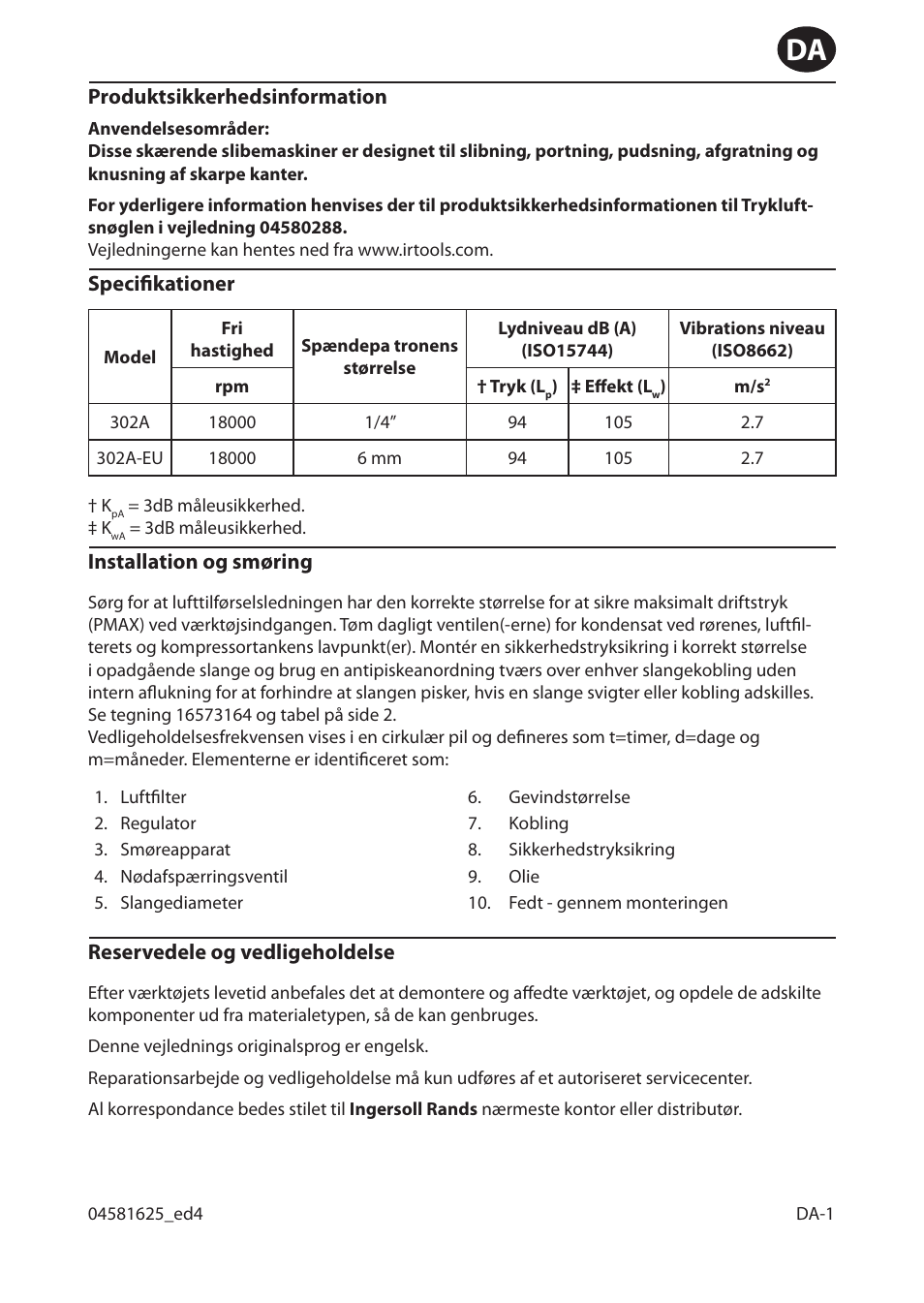 Ingersoll-Rand 302A-EU User Manual | Page 9 / 32