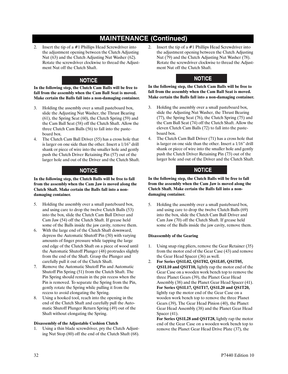 Maintenance (continued) | Ingersoll-Rand LEVER IN-LINE AIR SCREWDRIVER QS1T User Manual | Page 32 / 40