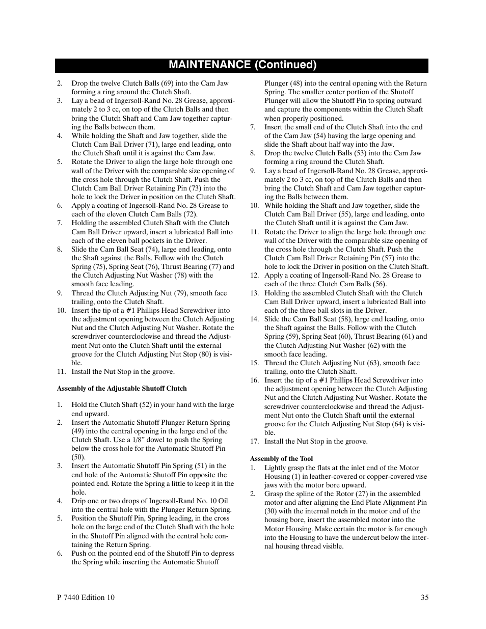 Install the nut stop in the groove, Maintenance (continued) | Ingersoll-Rand LEVER IN-LINE AIR SCREWDRIVER QS1T User Manual | Page 35 / 40